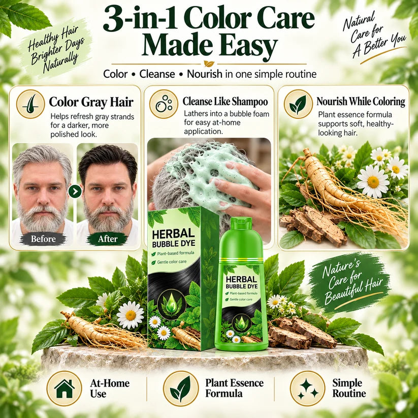 Herbal Bubble Hair Color Shampoo – Easy Gray Coverage at Home